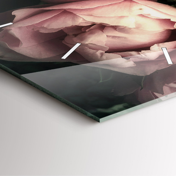 Wanduhr quadratisch mit motiv Blumenstrauß aus rosa Rosen