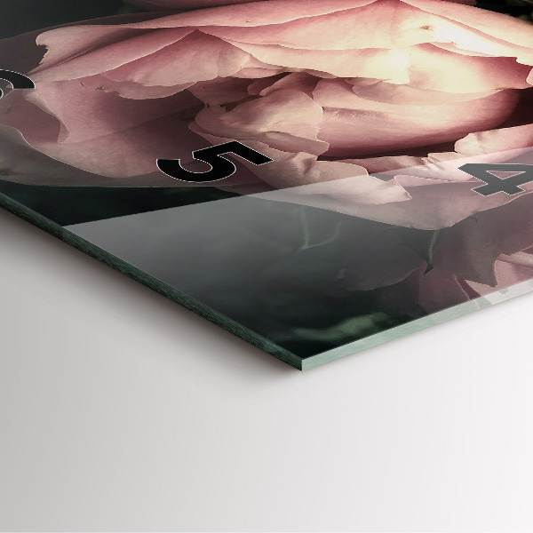 Wanduhr quadratisch mit motiv Blumenstrauß aus rosa Rosen