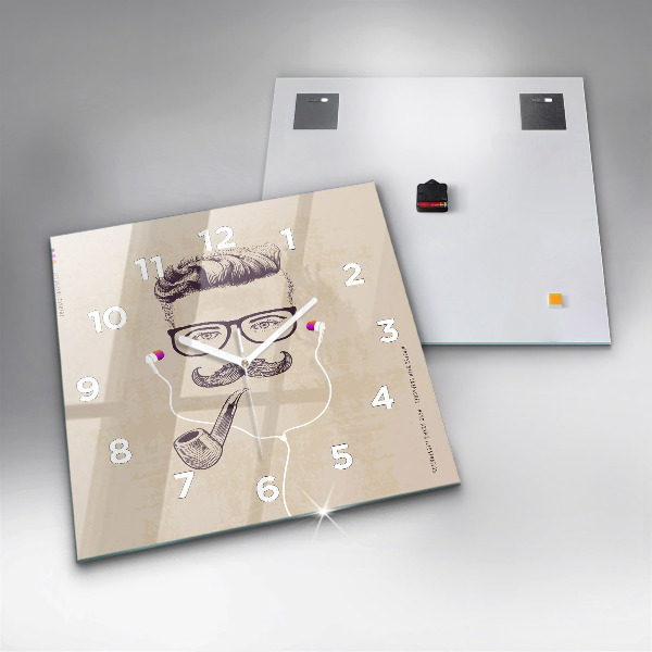 Wanduhr modern quadratisch Mann mit Pfeife