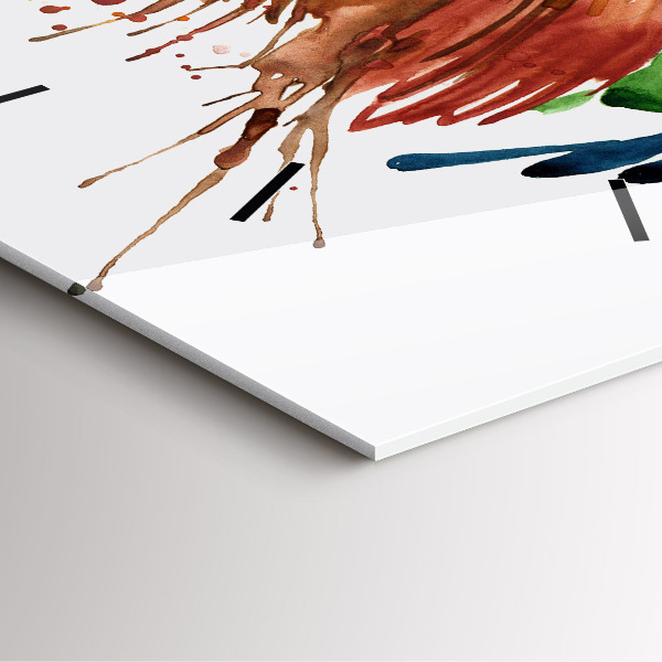 Wanduhr modern quadratisch Bunter Hahn