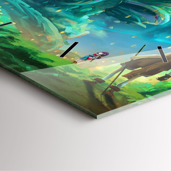 Wanduhr modern quadratisch Kinder in einem Märchenwald