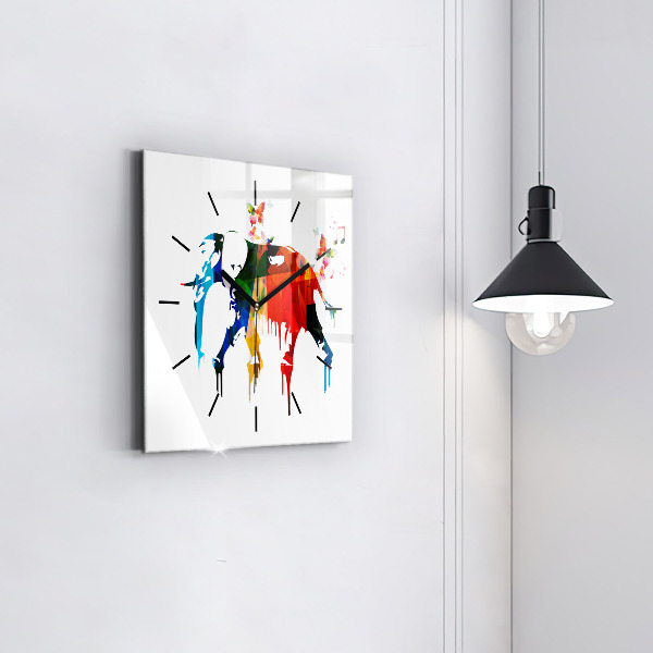 Wanduhr quadratisch mit motiv Farbig bemalter Elefant