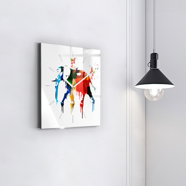 Wanduhr quadratisch mit motiv Farbig bemalter Elefant