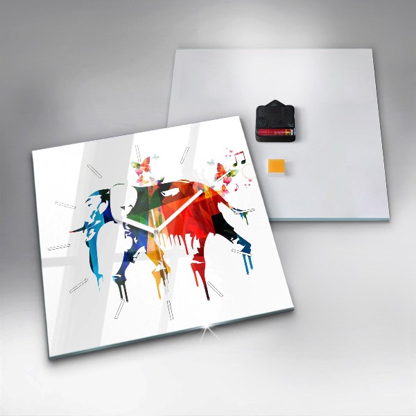 Wanduhr quadratisch mit motiv Farbig bemalter Elefant