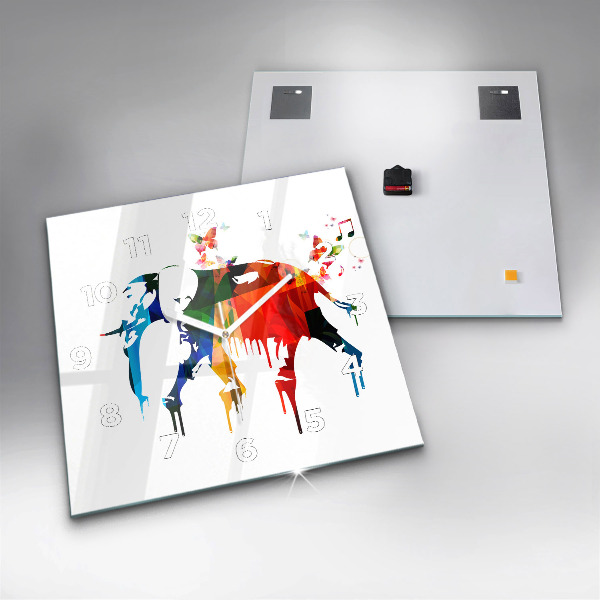 Wanduhr quadratisch mit motiv Farbig bemalter Elefant