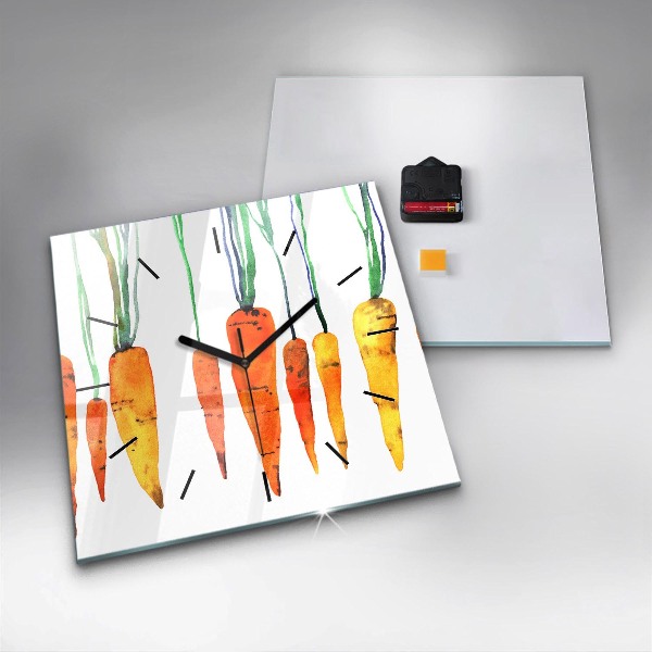 Wanduhr quadratisch Illustration von Karotten