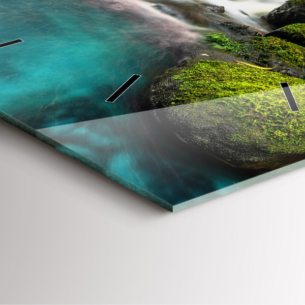 Wanduhr modern quadratisch Wasserfall Thailand