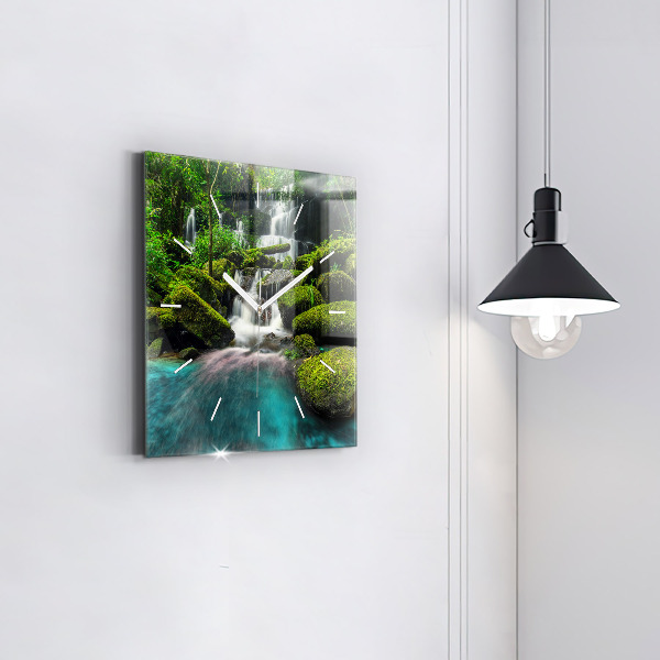 Wanduhr modern quadratisch Wasserfall Thailand