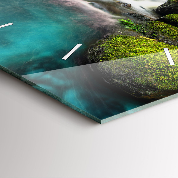 Wanduhr modern quadratisch Wasserfall Thailand