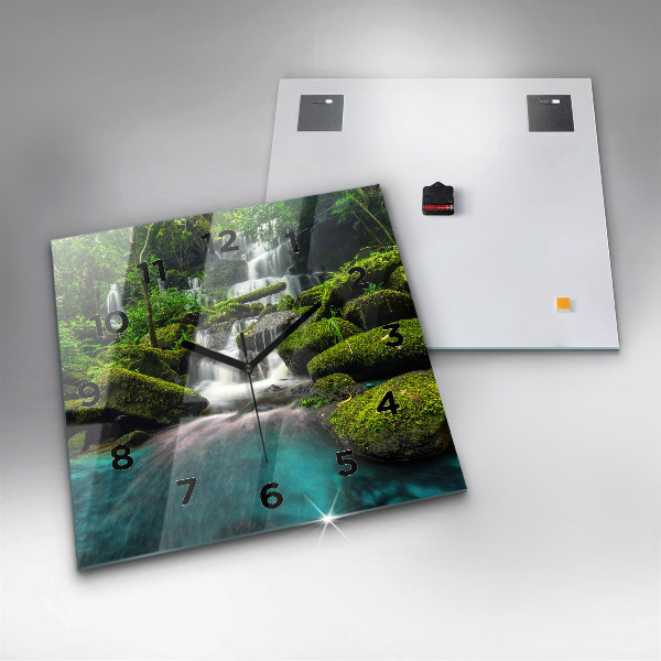 Wanduhr modern quadratisch Wasserfall Thailand