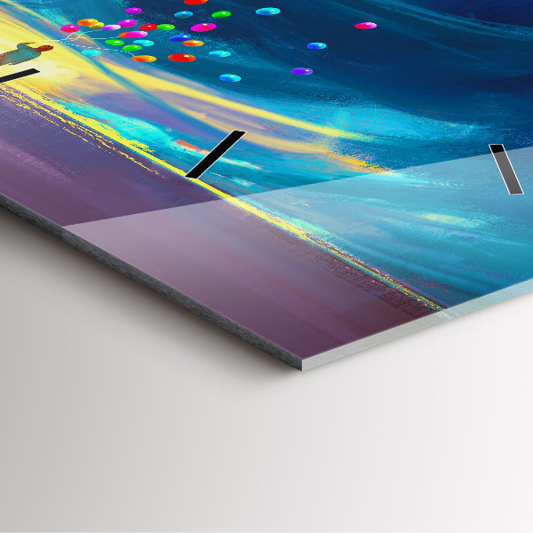 Wanduhr quadratisch mit motiv Kind und Luftballons