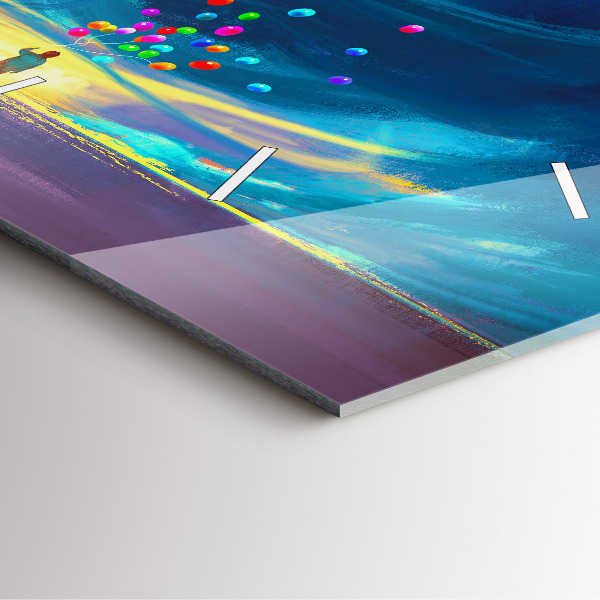 Wanduhr quadratisch mit motiv Kind und Luftballons