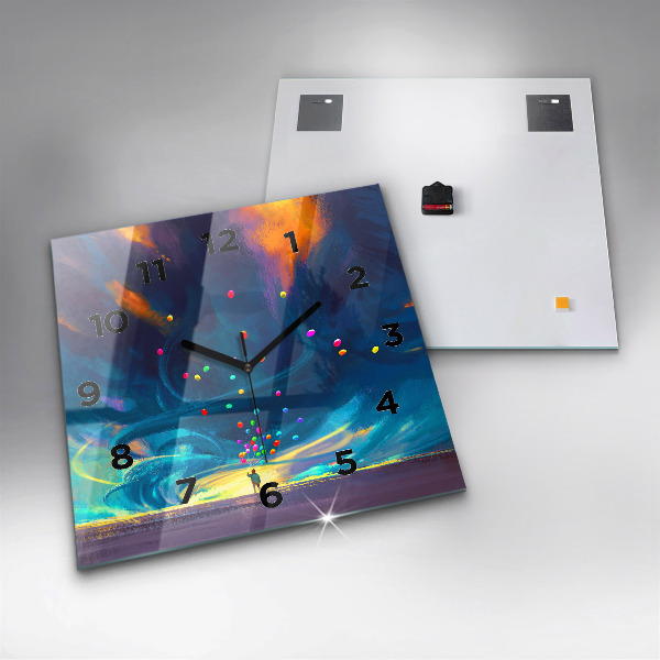 Wanduhr quadratisch mit motiv Kind und Luftballons