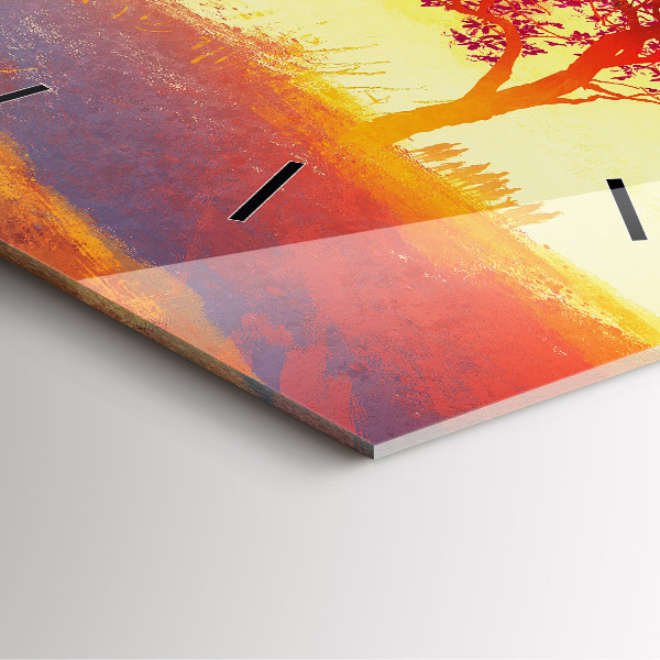 Wanduhr quadratisch Herbstlandschaft