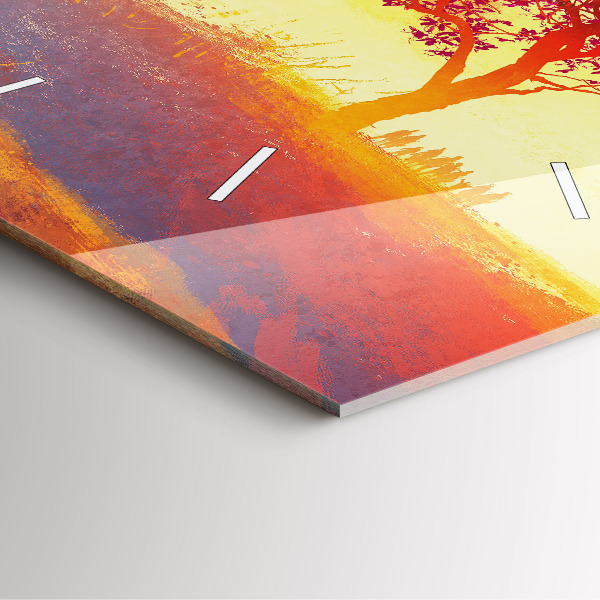 Wanduhr quadratisch Herbstlandschaft