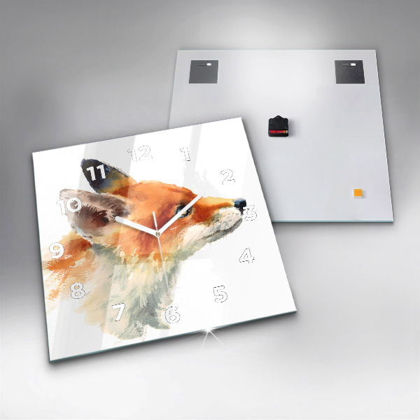 Wanduhr modern quadratisch Aquarell Jungfuchs