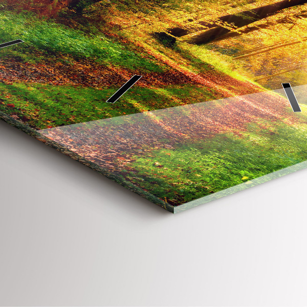 Wanduhr quadratisch Herbstliche Waldlandschaft