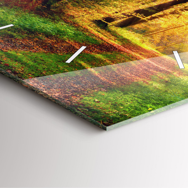 Wanduhr quadratisch Herbstliche Waldlandschaft
