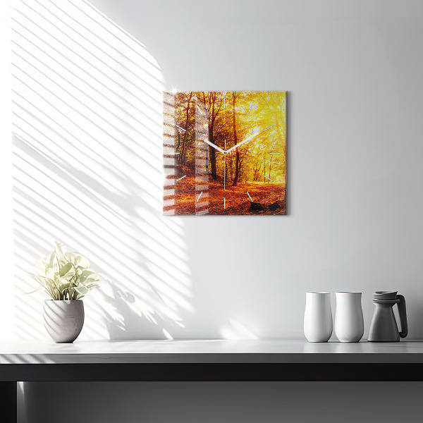 Wanduhr quadratisch Waldlandschaft in der Sonne