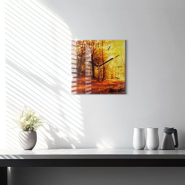 Wanduhr quadratisch Waldlandschaft in der Sonne