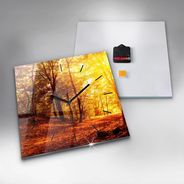 Wanduhr quadratisch Waldlandschaft in der Sonne