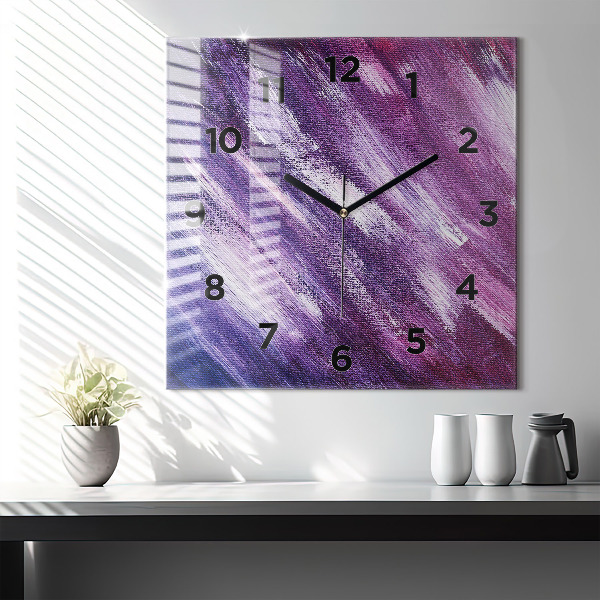 Wanduhr modern quadratisch Acrylfarbe Textur