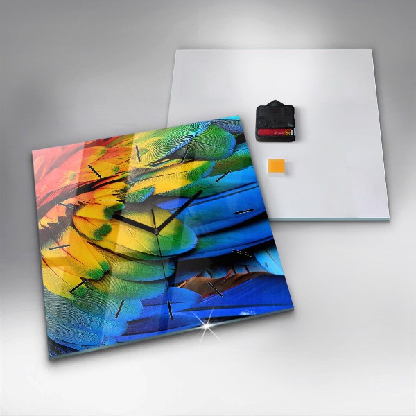 Wanduhr quadratisch Ara-Vogel Bunte Flügel