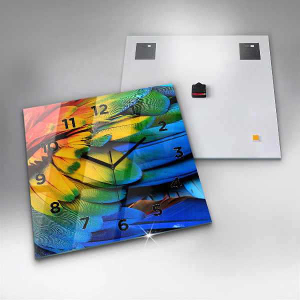 Wanduhr quadratisch Ara-Vogel Bunte Flügel