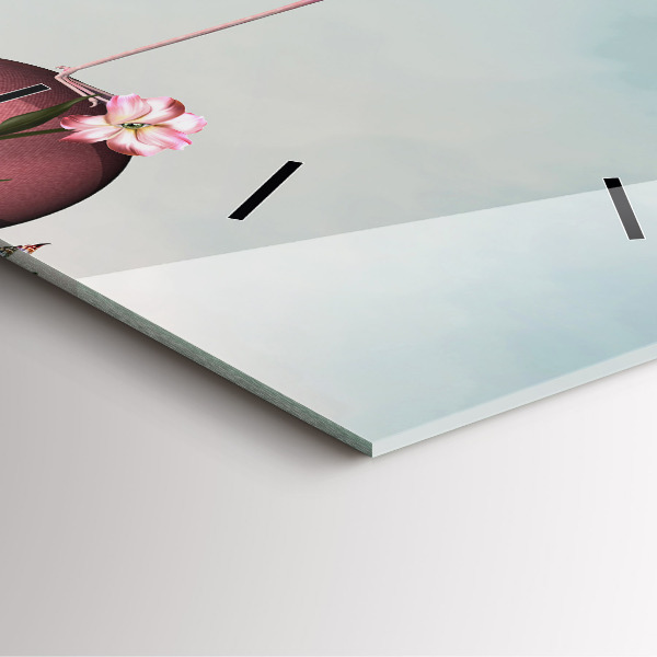 Wanduhr quadratisch mit motiv Surrealistischer Flamingo