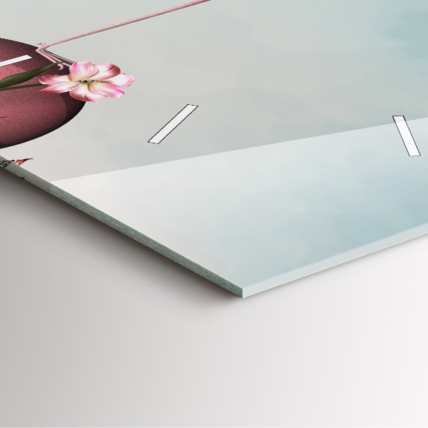 Wanduhr quadratisch mit motiv Surrealistischer Flamingo