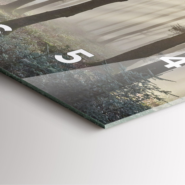 Wanduhr quadratisch Wald im Nebel