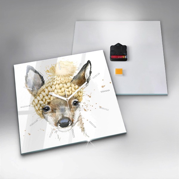 Wanduhr quadratisch Hirsche