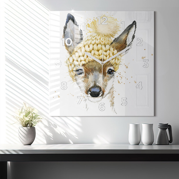 Wanduhr quadratisch Hirsche