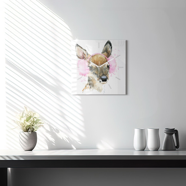 Wanduhr modern quadratisch Waldhirsch