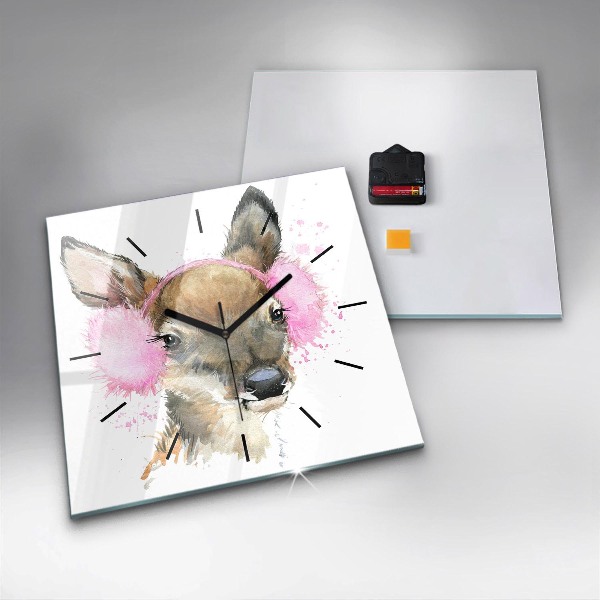 Wanduhr modern quadratisch Waldhirsch