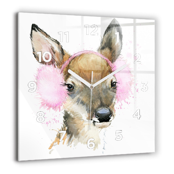 Wanduhr modern quadratisch Waldhirsch