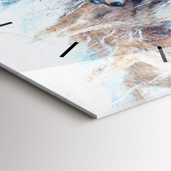 Wanduhr modern quadratisch Wölfe im Wald