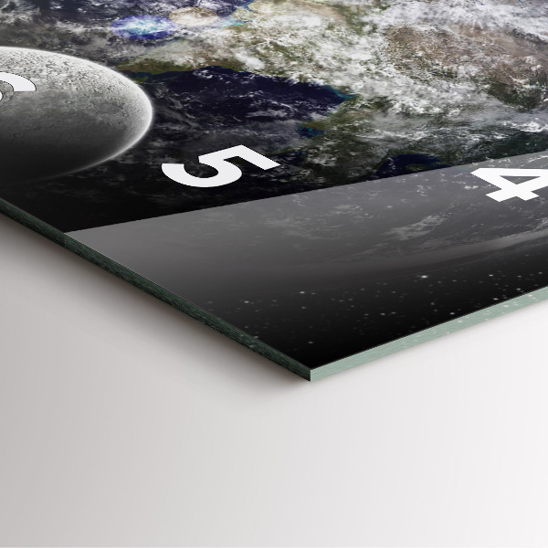 Wanduhr modern quadratisch Die Erde der Mond die Sonne