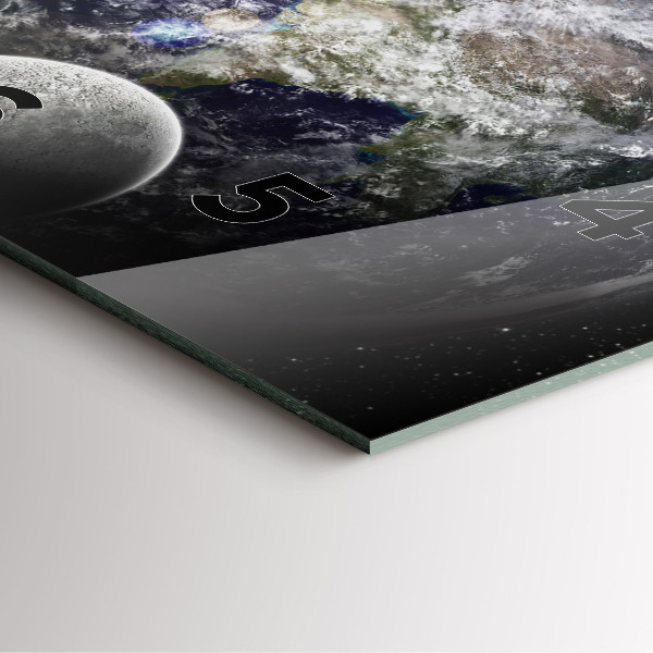 Wanduhr modern quadratisch Die Erde der Mond die Sonne