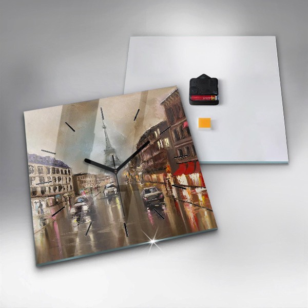 Wanduhr modern quadratisch Stadt Paris