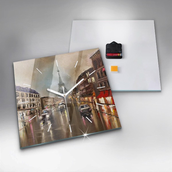 Wanduhr modern quadratisch Stadt Paris