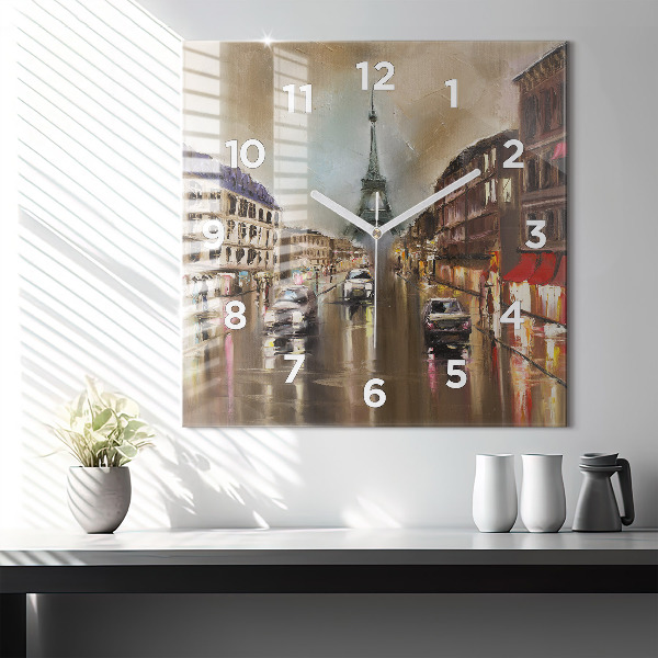 Wanduhr modern quadratisch Stadt Paris
