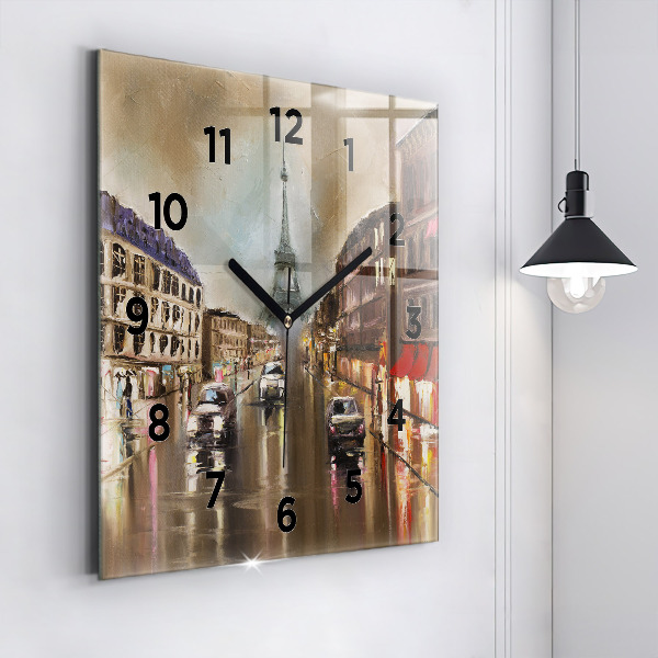 Wanduhr modern quadratisch Stadt Paris