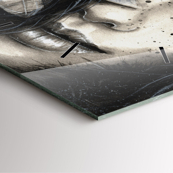 Wanduhr quadratisch Gemaltes Porträt