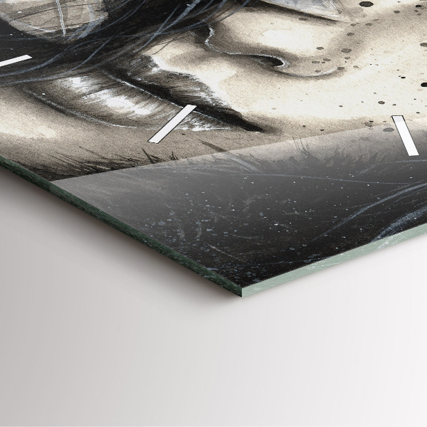 Wanduhr quadratisch Gemaltes Porträt