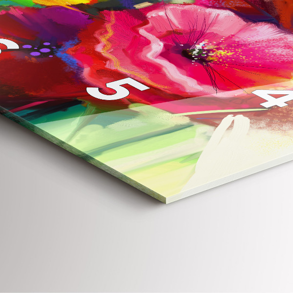 Wanduhr modern quadratisch Bunte Mohnblumen