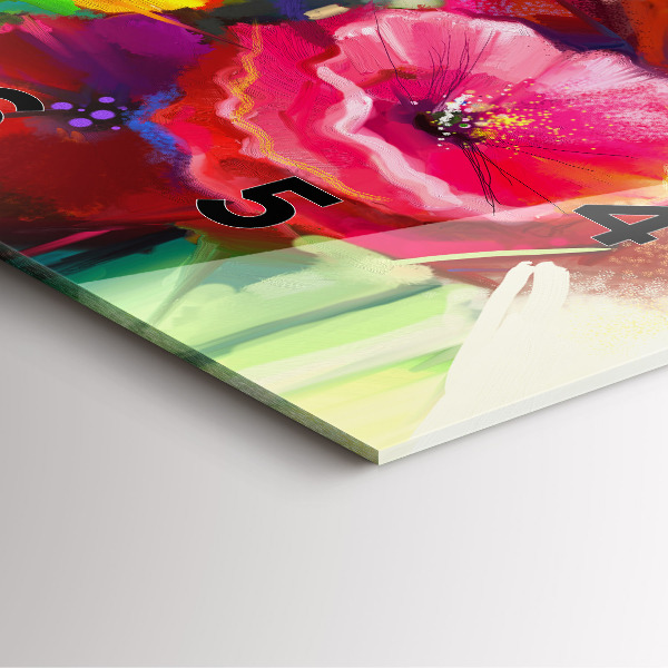 Wanduhr modern quadratisch Bunte Mohnblumen