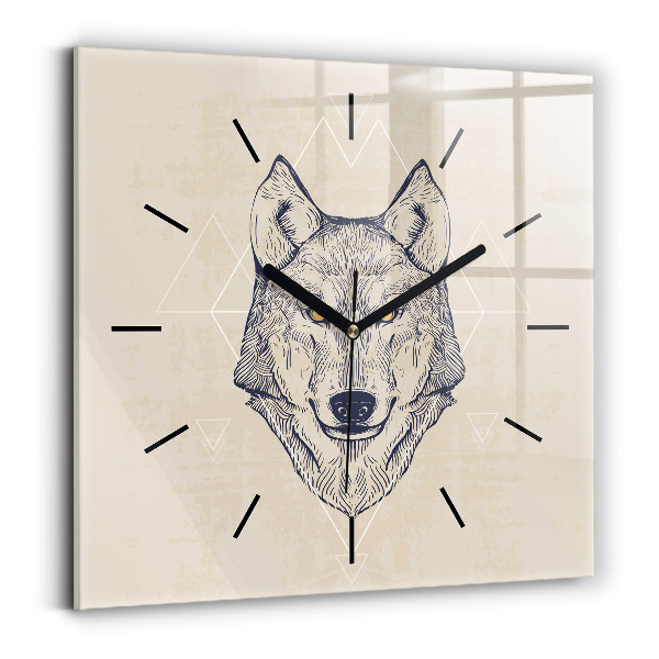 Wanduhr quadratisch mit motiv Wolfskopf