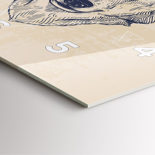 Wanduhr quadratisch mit motiv Wolfskopf