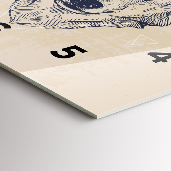 Wanduhr quadratisch mit motiv Wolfskopf